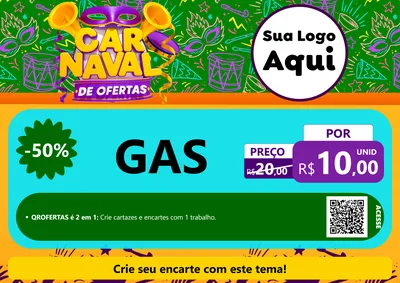 Modelo de Cartaz para Cartaz A4 Horizontal com o tema Carnaval de Ofertas para Água e gás