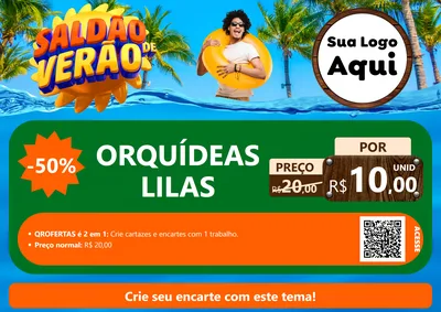 Modelo de Cartaz para Cartaz A4 Horizontal com o tema Saldão de Verão para Floricultura e jardim