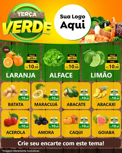 Modelo de Rede Social para Feed Instagram com o tema Terça Verde para Hortifrúti