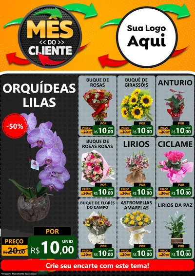 Modelo de Encarte para Encarte A4 Vertical com o tema Mês do Cliente para Floricultura e jardim