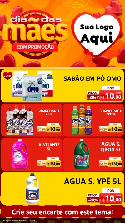 Modelo de TV para TV Vertical com o tema Dia das Mães com Promoção para Produtos de Limpeza
