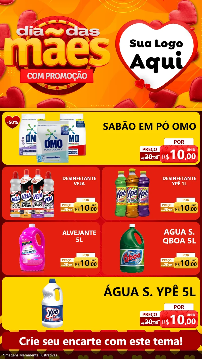 Modelo de TV para TV Vertical com o tema Dia das Mães com Promoção para Produtos de Limpeza