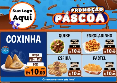 Modelo de Encarte para Encarte A4 Horizontal com o tema Promoção Páscoa para Salgadaria