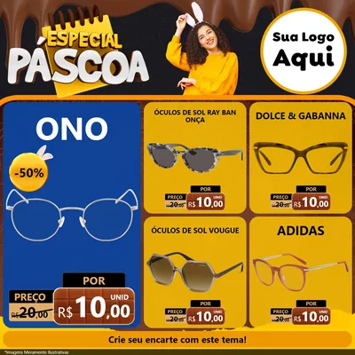 Modelo de Rede Social para Feed Facebook com o tema Especial Páscoa para Óticas