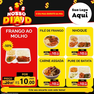 Modelo de Rede Social para Feed Facebook com o tema Nosso Dia D para Restaurante