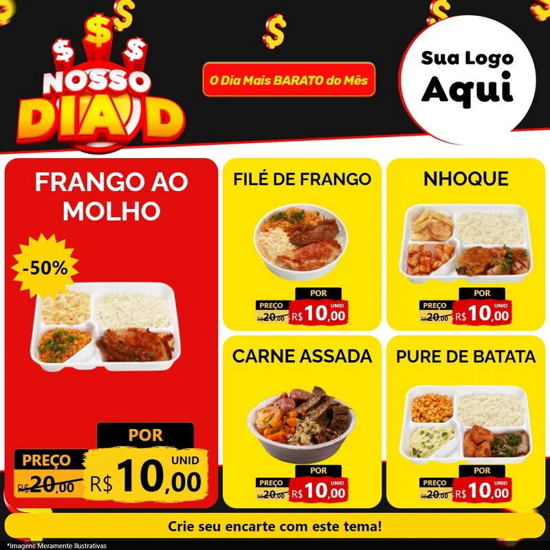Modelo de Rede Social para Feed Facebook com o tema Nosso Dia D para Restaurante