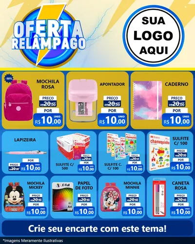 Modelo de Rede Social para Feed Instagram com o tema Oferta Relâmpago para Papelaria