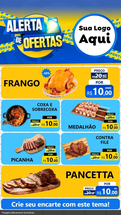 Modelo de TV para TV Vertical com o tema Alerta de Ofertas para Assados