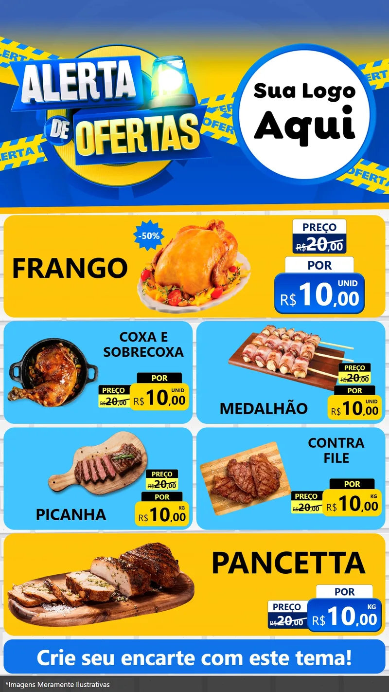 Modelo de TV para TV Vertical com o tema Alerta de Ofertas para Assados