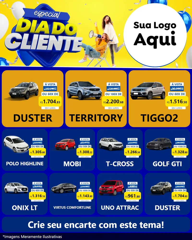 Modelo de Rede Social para Feed Instagram com o tema Especial Dia do Cliente para Concessionaria de Carros