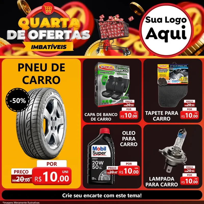 Modelo de Rede Social para Feed Facebook com o tema Quarta de Ofertas Imbatíveis para Auto peças