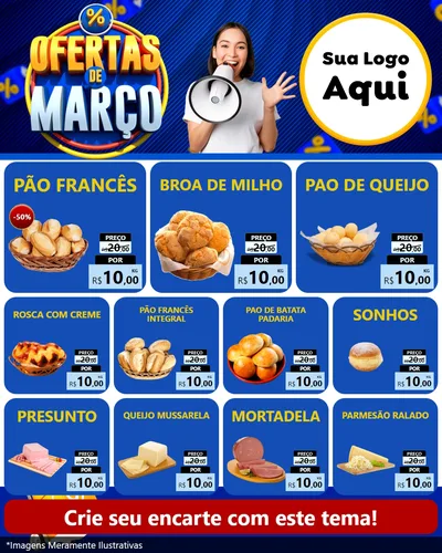 Modelo de Rede Social para Feed Instagram com o tema Ofertas de Março para Padaria