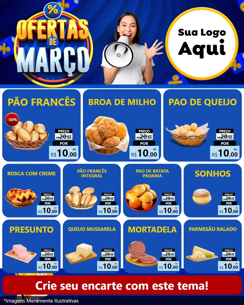 Modelo de Rede Social para Feed Instagram com o tema Ofertas de Março para Padaria