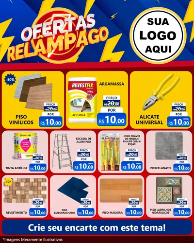 Modelo de Rede Social para Feed Instagram com o tema Ofertas Relâmpago para Material para Construção