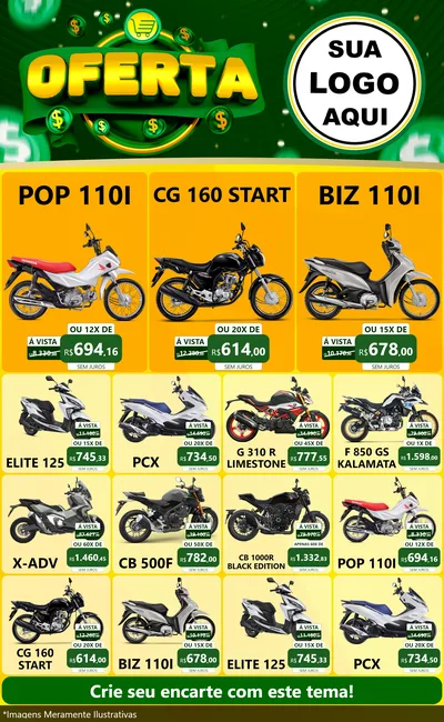 Modelo de Encarte para Encarte Grande com o tema Oferta para Concessionaria de Motos