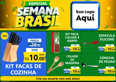 Modelo de Encarte para Encarte A4 Horizontal com o tema Especial Semana do Brasil para Utilidades Domésticas