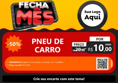 Modelo de Cartaz para Cartaz A4 Horizontal com o tema Fecha Mês para Auto peças