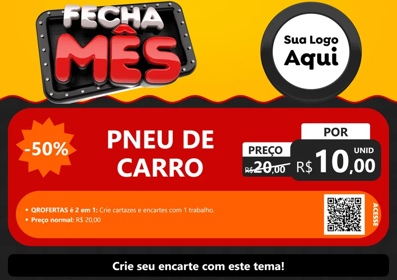Modelo de Cartaz para Cartaz A4 Horizontal com o tema Fecha Mês para Auto peças