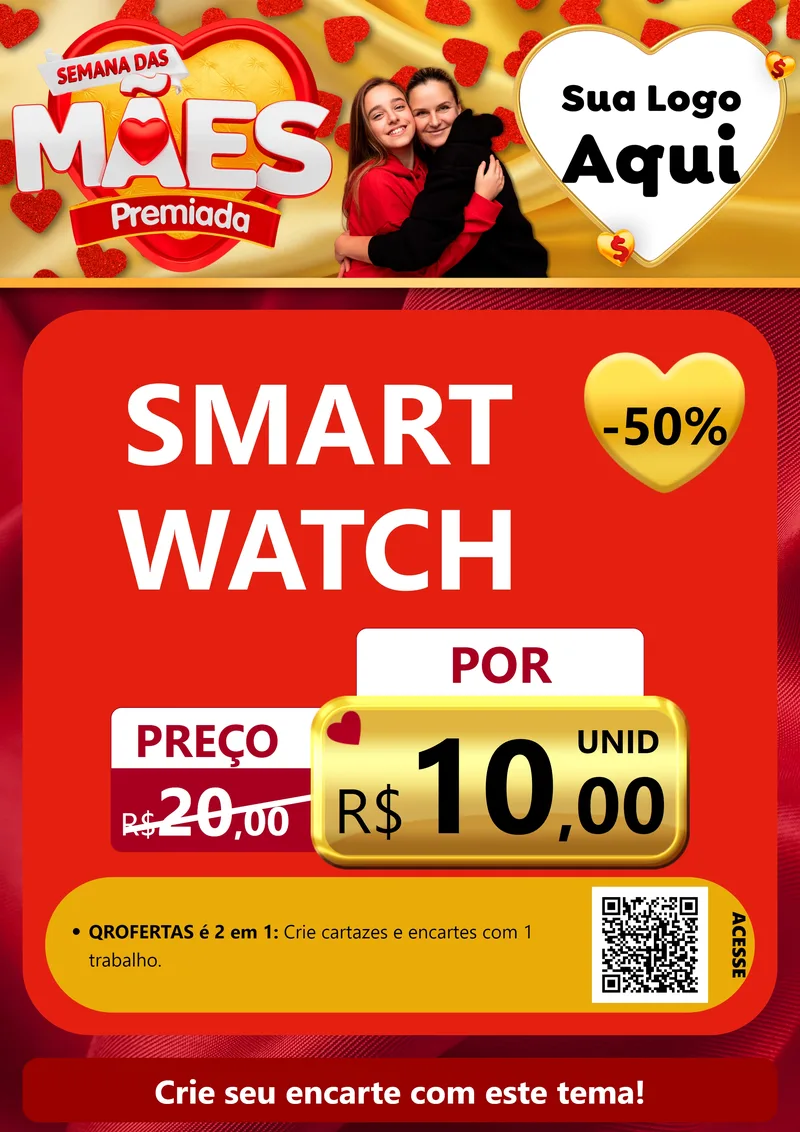 Modelo de Cartaz para Cartaz A4 Vertical com o tema Semana das Mães Premiada para Informática
