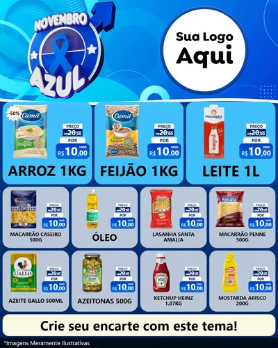 Modelo de Rede Social para Feed Instagram com o tema Novembro Azul para Supermercado