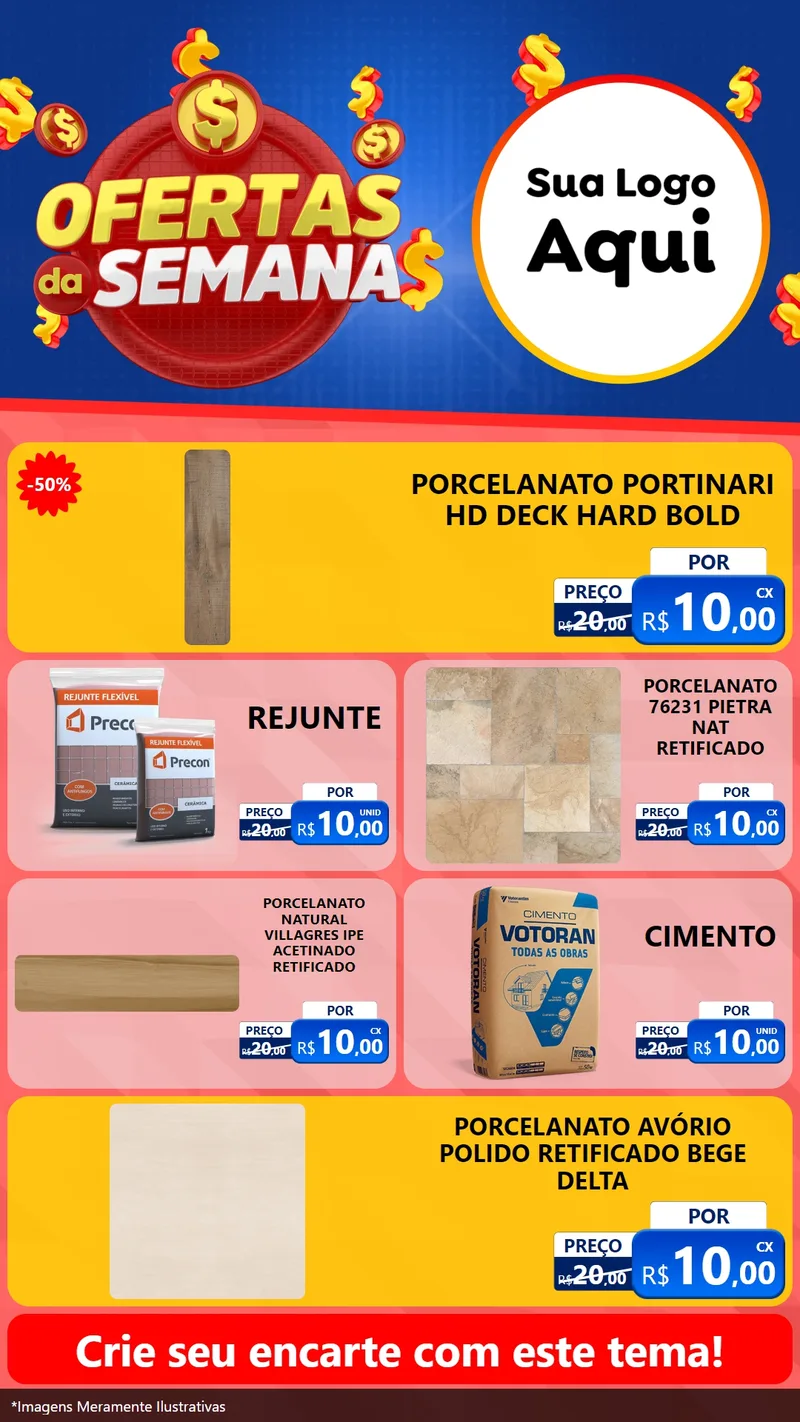 Modelo de TV para TV Vertical com o tema Ofertas Da Semana para Pisos e revestimentos