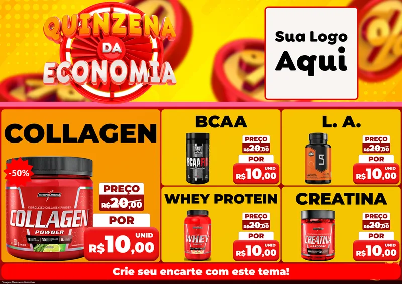 Modelo de Encarte para Encarte A4 Horizontal com o tema Quinzena Da Economia para Suplementos alimentares