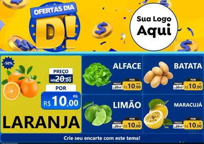 Modelo de Encarte para Encarte A4 Horizontal com o tema Ofertas Dia D para Hortifrúti