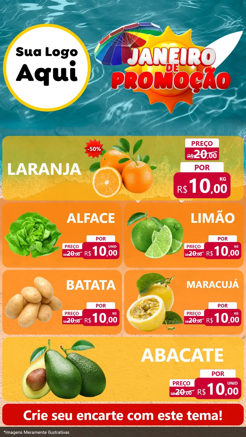 Modelo de TV para TV Vertical com o tema Janeiro de Promoção para Hortifrúti