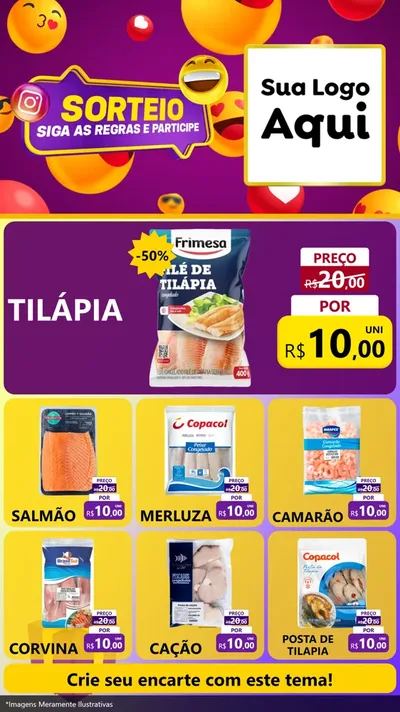 Modelo de Rede Social para Stories com o tema Sorteio para Peixaria