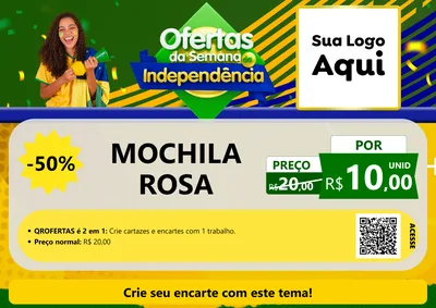 Modelo de Cartaz para Cartaz A4 Horizontal com o tema Ofertas da Semana da Independência para Papelaria
