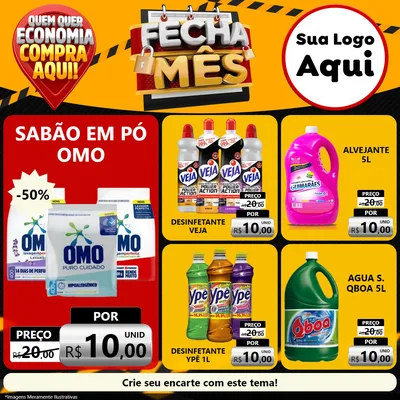 Modelo de Rede Social para Feed Facebook com o tema Fecha Mês para Produtos de Limpeza