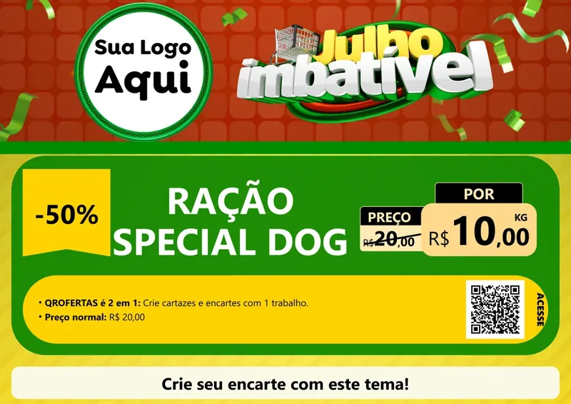Modelo de Cartaz para Cartaz A4 Horizontal com o tema Julho Imbatível para Pet Shop