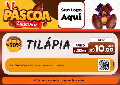 Modelo de Cartaz para Cartaz A4 Horizontal com o tema Páscoa Fantástica para Peixaria