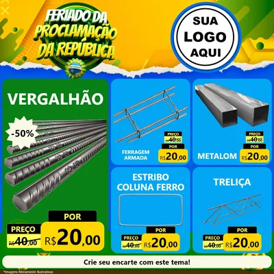 Modelo de Rede Social para Feed Facebook com o tema Feriado da Proclamação da República para Ferragens