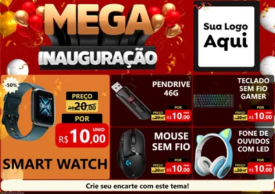 Modelo de Encarte para Encarte A4 Horizontal com o tema Mega Inauguração para Informática