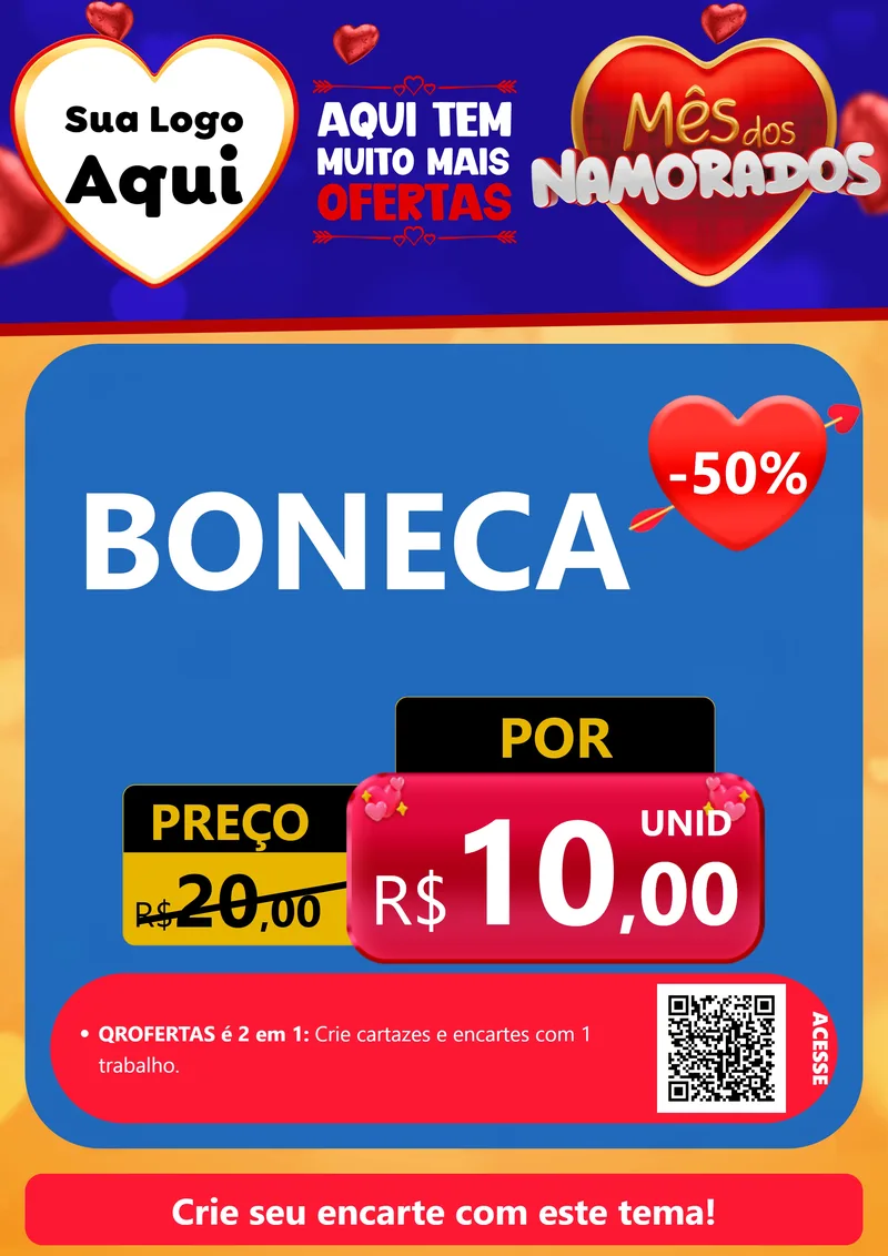 Modelo de Cartaz para Cartaz A4 Vertical com o tema Mês dos Namorados para Brinquedos