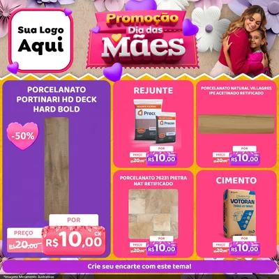 Modelo de Rede Social para Feed Facebook com o tema Promoção Dia das Mães para Pisos e revestimentos