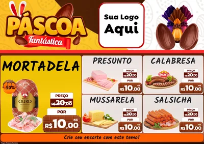 Modelo de Encarte para Encarte A4 Horizontal com o tema Páscoa Fantástica para Frios e Laticínios