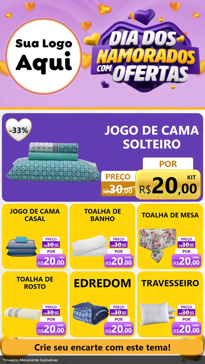 Modelo de Rede Social para Stories com o tema Dia Dos Namorados Com Ofertas para Cama, Mesa e Banho