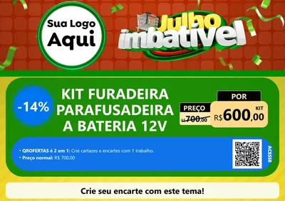 Modelo de Cartaz para Cartaz A4 Horizontal com o tema Julho Imbatível para Maquinas e Ferramentas