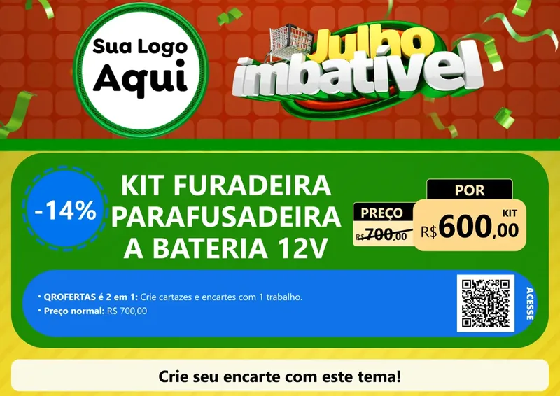 Modelo de Cartaz para Cartaz A4 Horizontal com o tema Julho Imbatível para Maquinas e Ferramentas