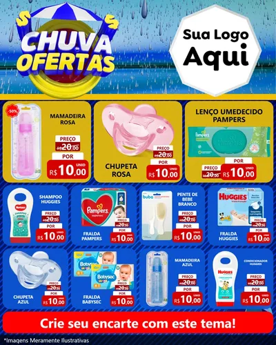 Modelo de Rede Social para Feed Instagram com o tema Chuva de Ofertas para Bebês
