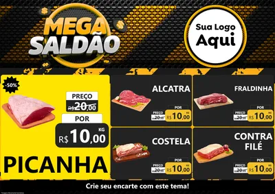 Modelo de Encarte para Encarte A4 Horizontal com o tema Mega Saldão para Açougue