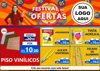 Modelo de Encarte para Encarte A4 Horizontal com o tema Festival de Ofertas para Material para Construção