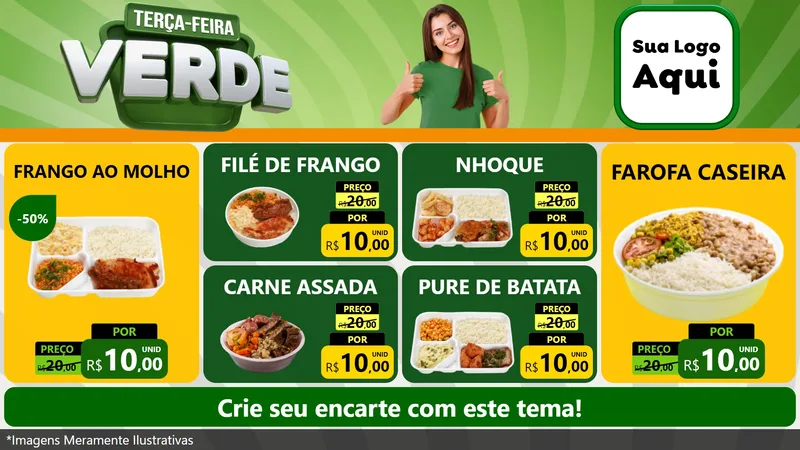 Modelo de TV para TV Horizontal com o tema Terça - Feira Verde para Restaurante