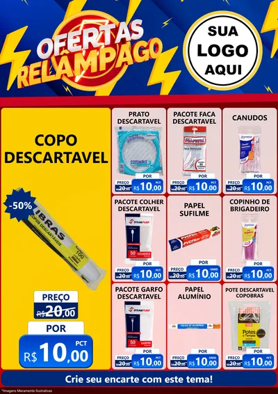 Modelo de Encarte para Encarte A4 Vertical com o tema Ofertas Relâmpago para Embalagens