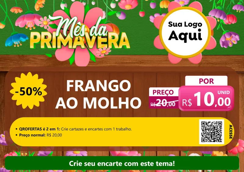 Modelo de Cartaz para Cartaz A4 Horizontal com o tema Mês da Primavera para Restaurante