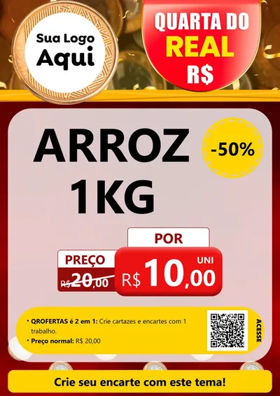 Modelo de Cartaz para Cartaz A4 Vertical com o tema Quarta do Real para Supermercado
