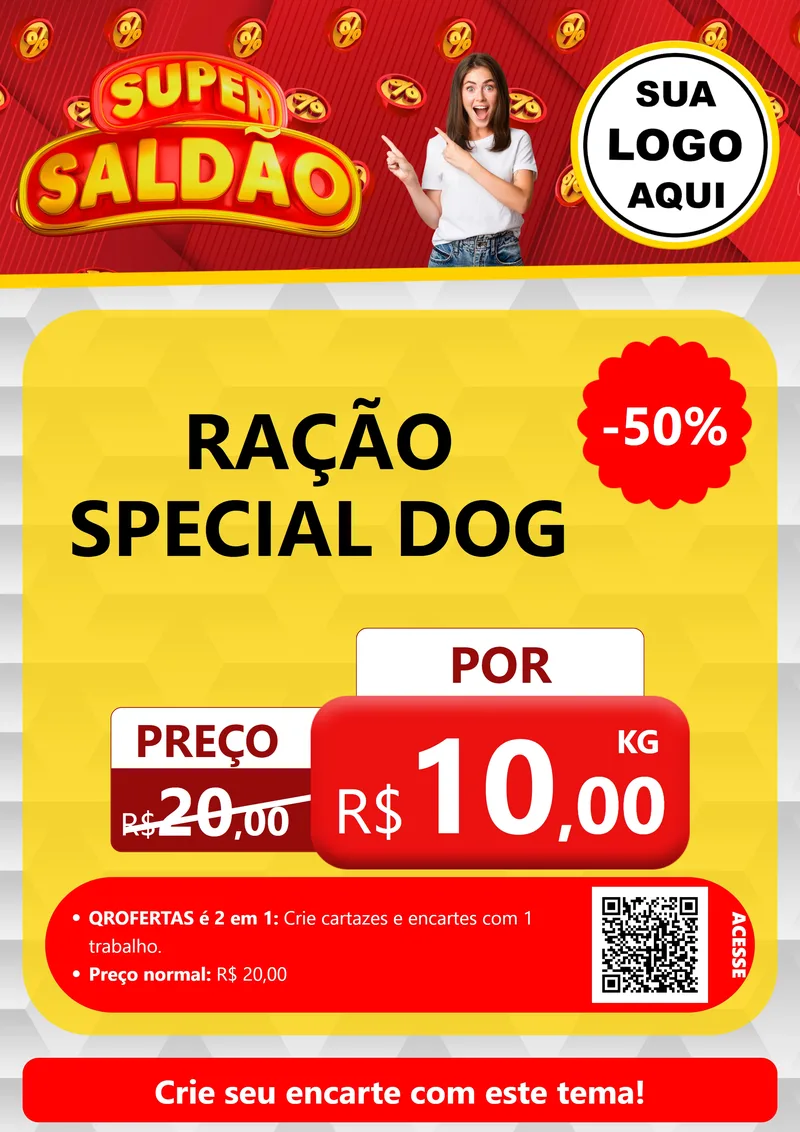Modelo de Cartaz para Cartaz A4 Vertical com o tema Super Saldão para Pet Shop