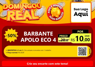 Modelo de Cartaz para Cartaz A4 Horizontal com o tema Domingou do Real para Armarinho e Aviamentos
